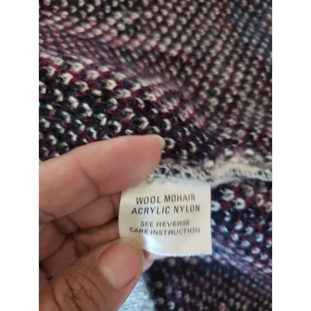 Gioia Donna Vtg Wool Mohair Blend Long Cardigan With Nordic Pattern Gray Meium - Picture 10 of 10